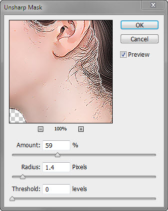 1 unsharpen mask Transform Normal Portrait Image into Artistic Painting in Photoshop