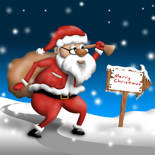 Learn To Draw Walking Santa Using Photoshop 1