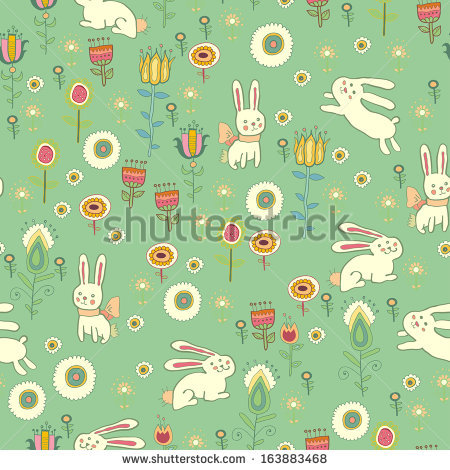 Background with Easter bunnies and eggs