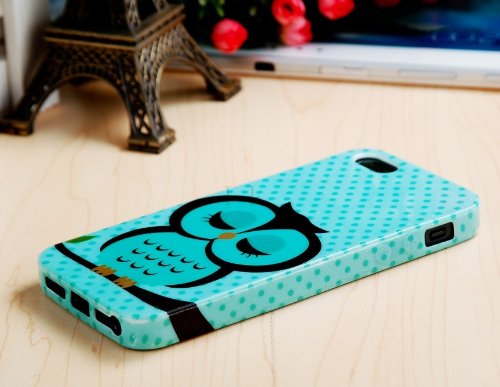 ETOU Sleeping Owl Printed Silicone Glittery Protective Case for iPhone 5