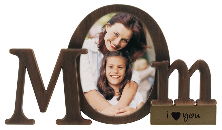 Malden Bronze Script Mom Picture Frame with One Opening