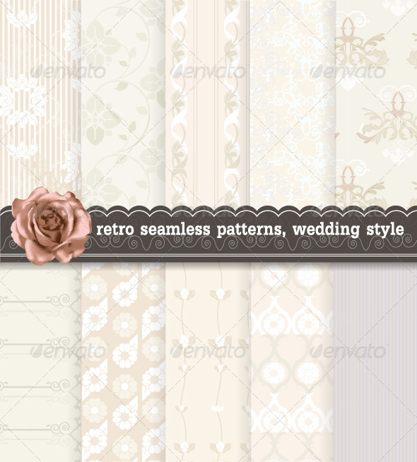 Retro Seamless Patterns, Wedding Style 