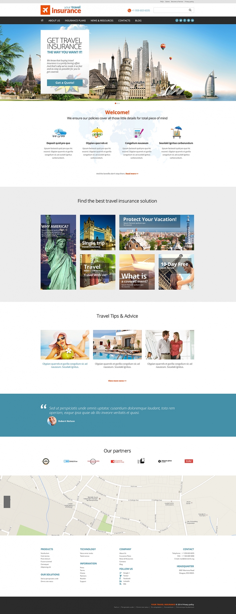 Travel Insurance Company WordPress Theme