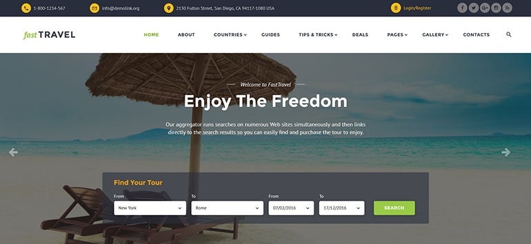 travel website layout