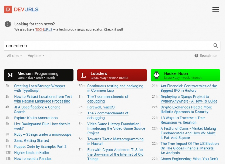 DevURLs &amp;ndash; Neat Developer News Aggregator 1