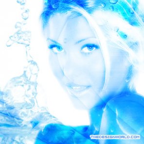 Abstract Aqua Woman Image Manipulation