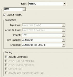 XHTML Transitional Compliant Templates in ImageReady CS